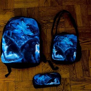 Blue Graphic Kids’ Backpack Set